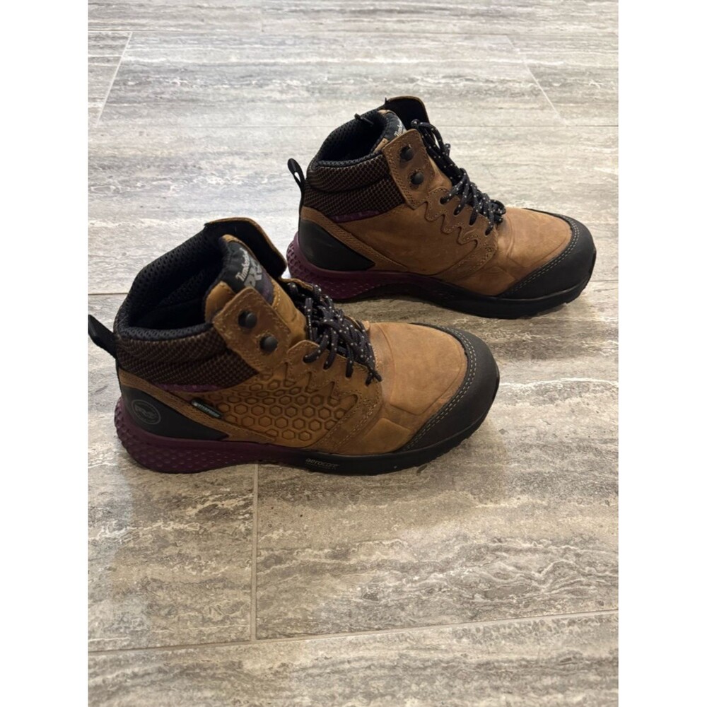 Timberland PRO Reaxion Composite Toe Waterproof Women Work Boots Brown Purple 7 - Picture 2 of 11